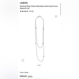 Lagos Sterling Silver Chain Necklace with Caviar Icon Stations, 34 inches